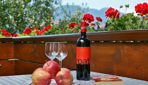 Südtiroler Wein - Gastgeschenk in der Pension Haller, Algund